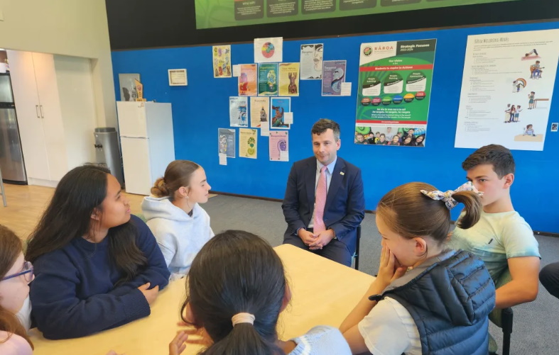 Associate Education Minister David Seymour at Raroa Normal Intermediate School. Photo: RNZ / John...