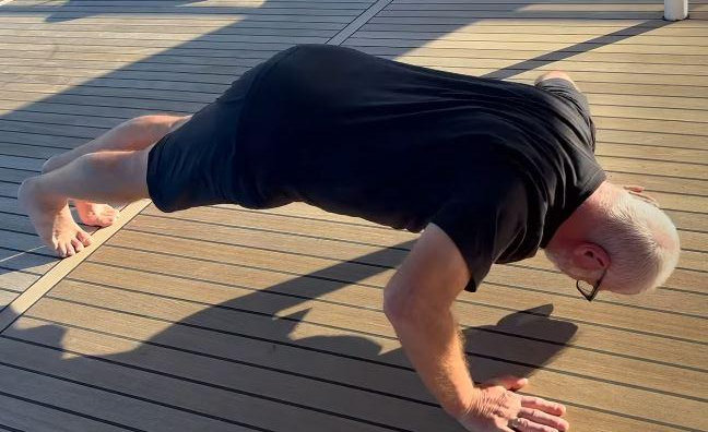 Howard Wilson completed his first set of push-ups for the Blue September challenge aboard a boat...