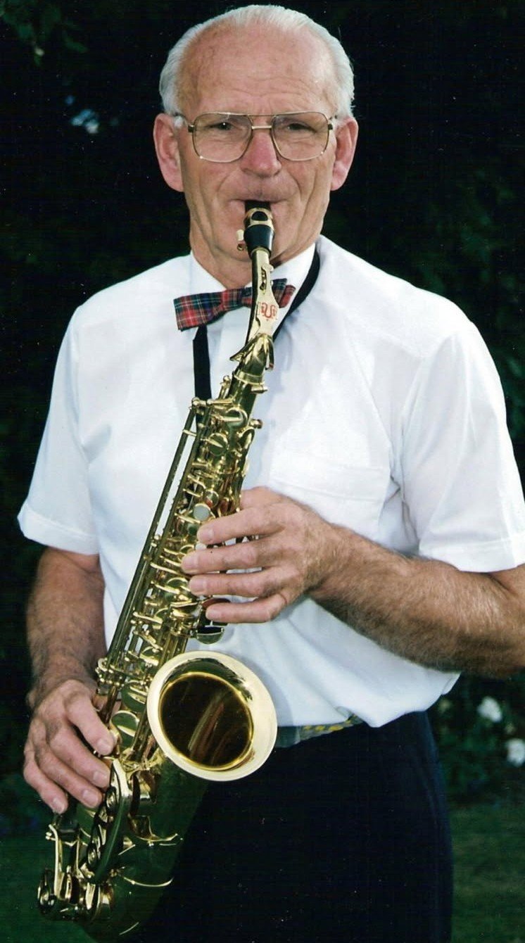 Tom McCord, of Mataura, who turns 100 on November 13, is seen playing his beloved saxophone in...