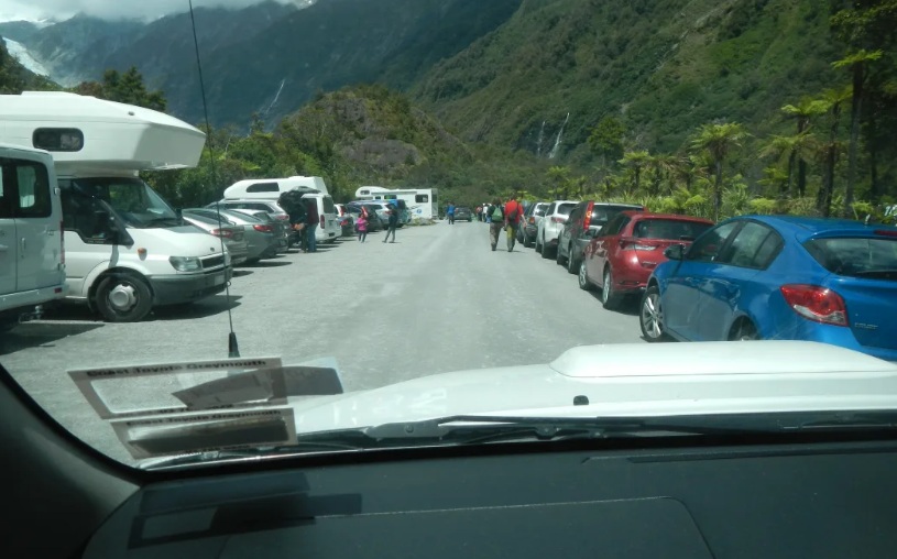 A packed Franz Josef Glacier car park in 2017. Photo: Department of Conservation