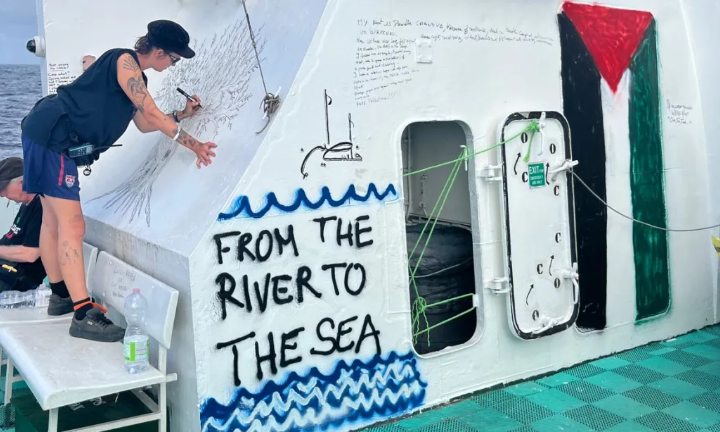 Passengers on the Conscience pass the time as they hope to bring aid to Gaza. Photo: Supplied