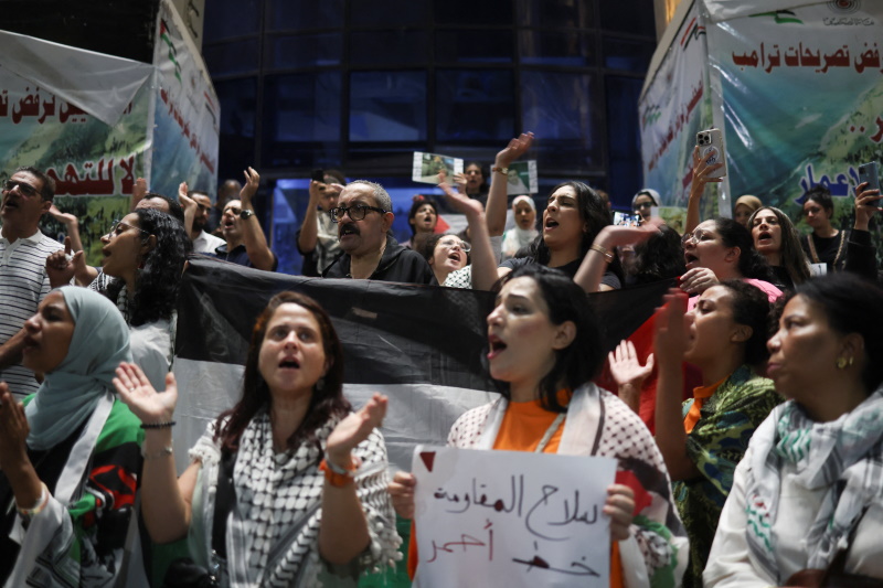 Protest in solidarity with Palestinians, on the day of the two-year anniversary of the deadly...