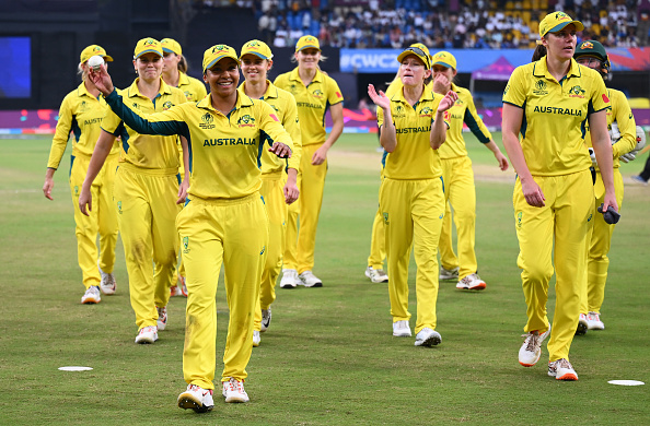 Australia legspinner Alana King walks off with the match ball after taking a record-breaking...
