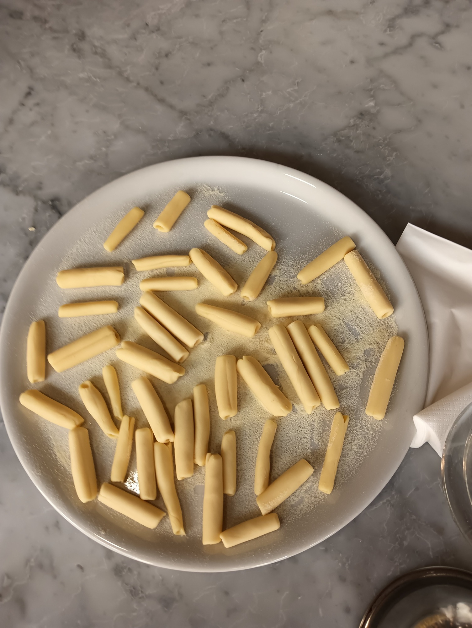Uncooked home-made pasta.