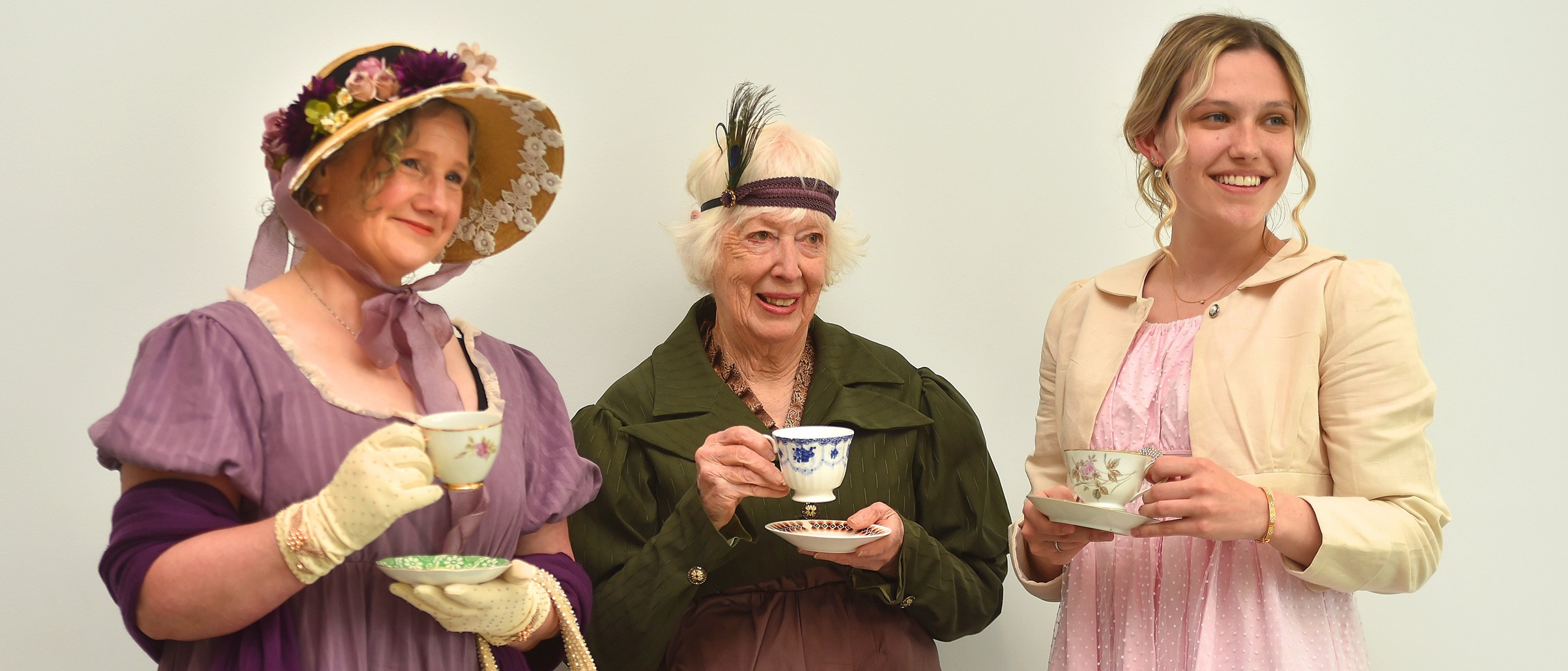 Celebrating Jane Austen’s 250th birthday at Tuhura Otago Museum yesterday are (from left)...