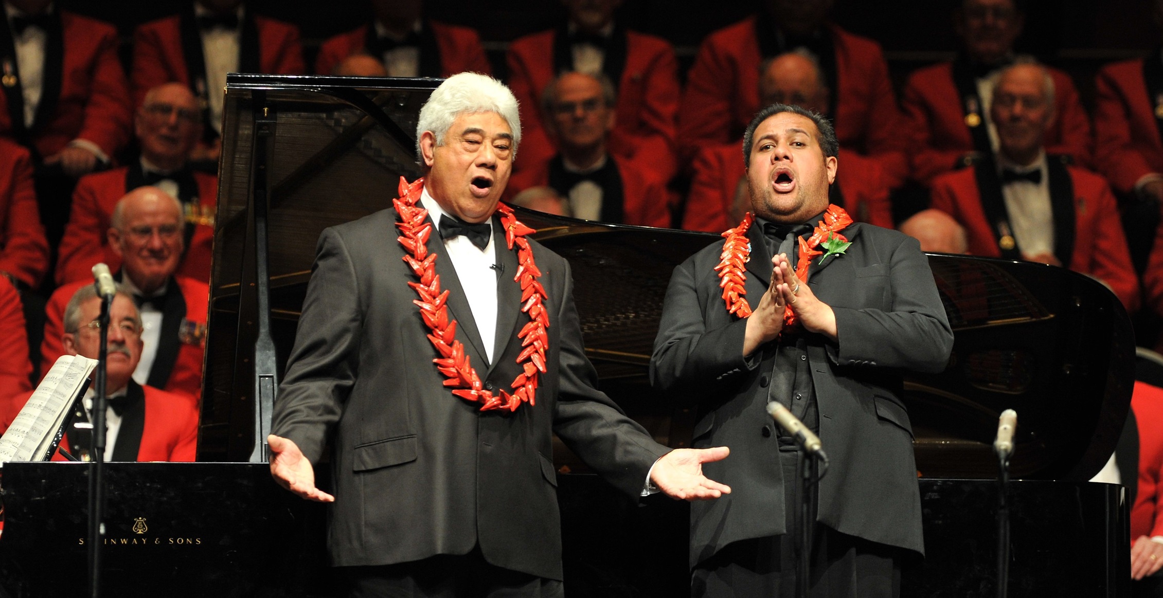 Jonathan Lemalu and his dad Foalima sing a duet in a Dunedin RSA Concert at the Dunedin Town Hall...