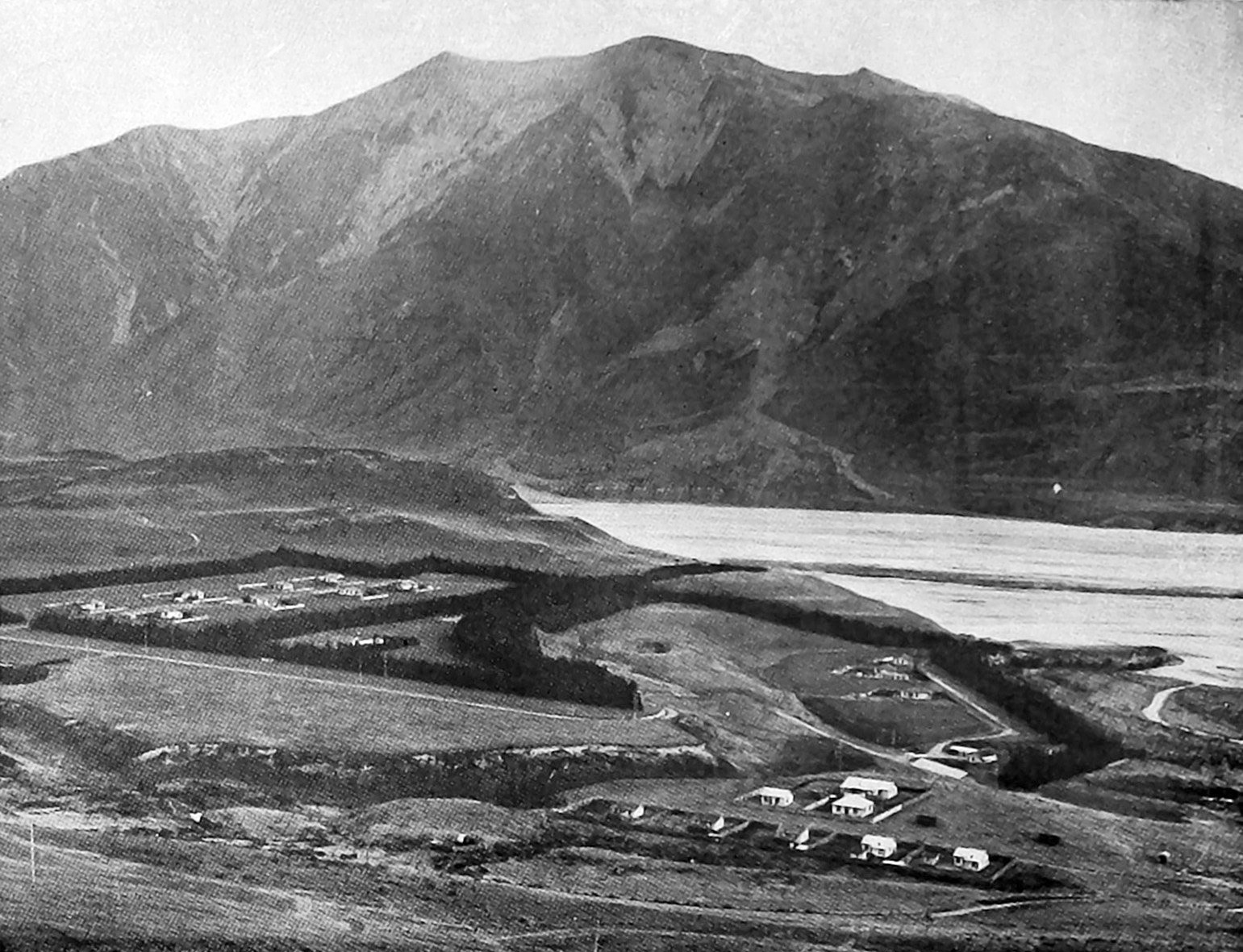 Lake Coleridge township, housing hydro-electricity workers on the bank of the Rakaia River,...