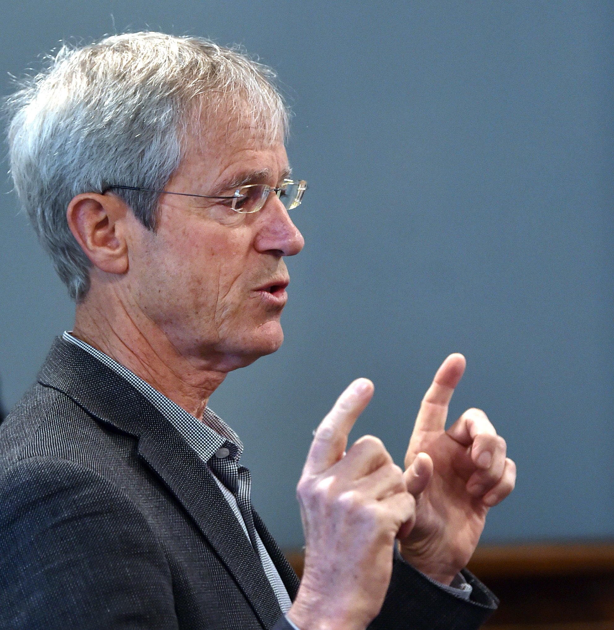Alliance Group chairman Mark Wynne speaks at a capital raise roadshow in Mosgiel yesterday. More...