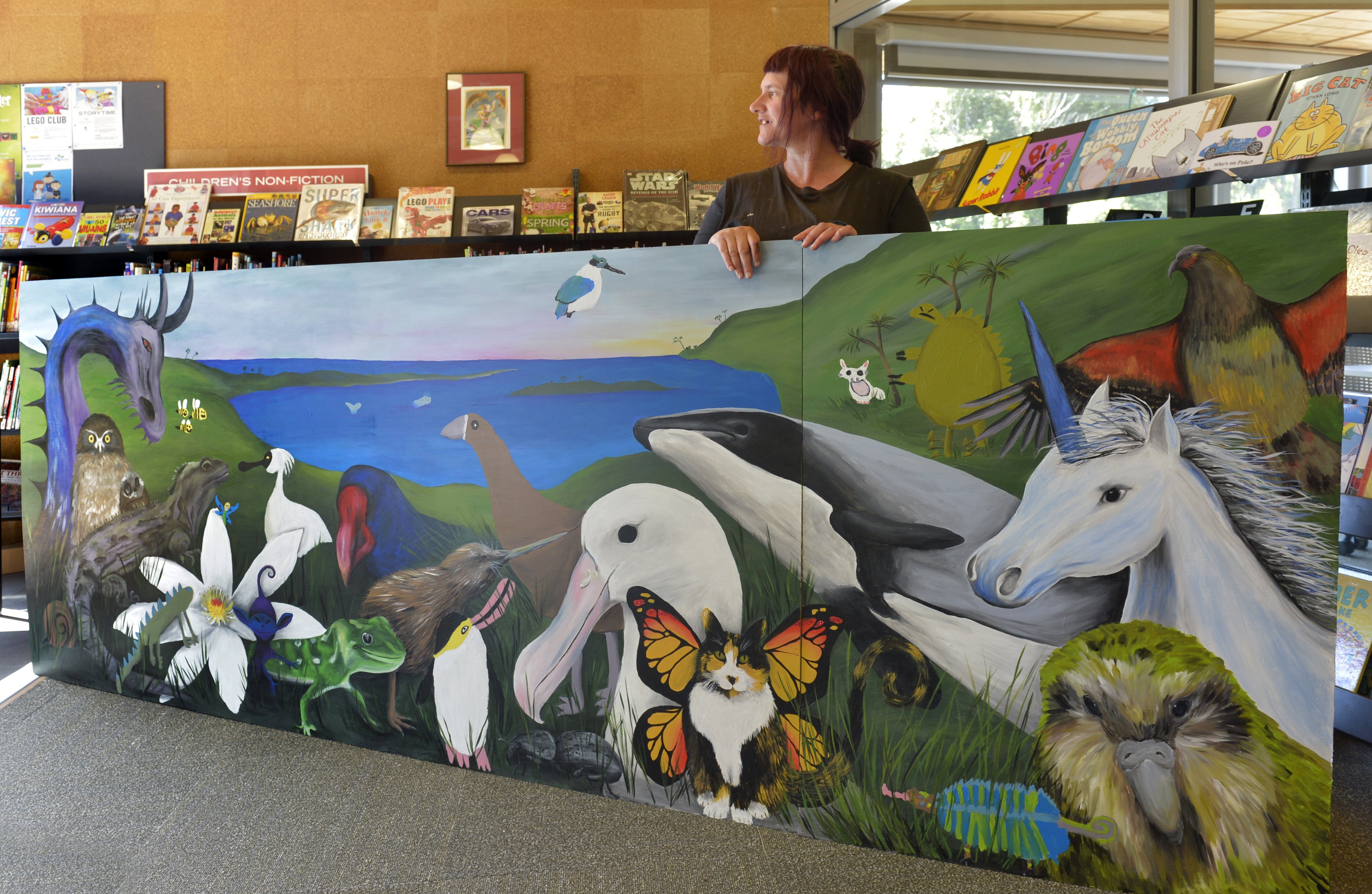 Mural on display in the children's section of the Blueskin Bay Library. PHOTO: ODT FILES