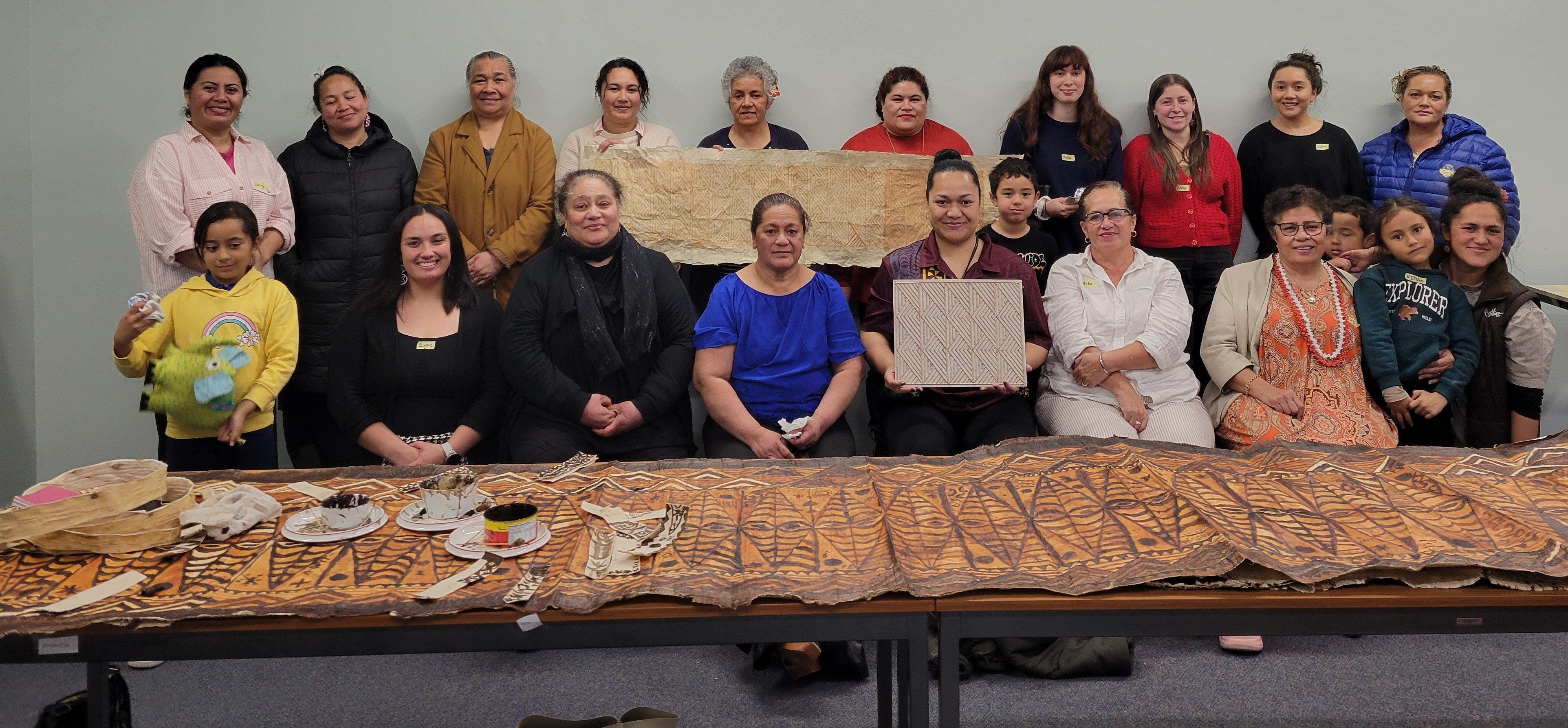 Oamaru Pacific Island Trust members and Pasifika community at the Tuaki Tapa workshop. PHOTO:...