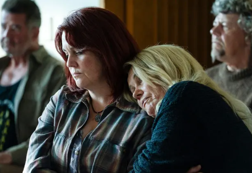 Melanie Lynskey (Anna Osborne) and Robyn Malcolm (Sonya Rockhouse) in the 2025 film Pike River....