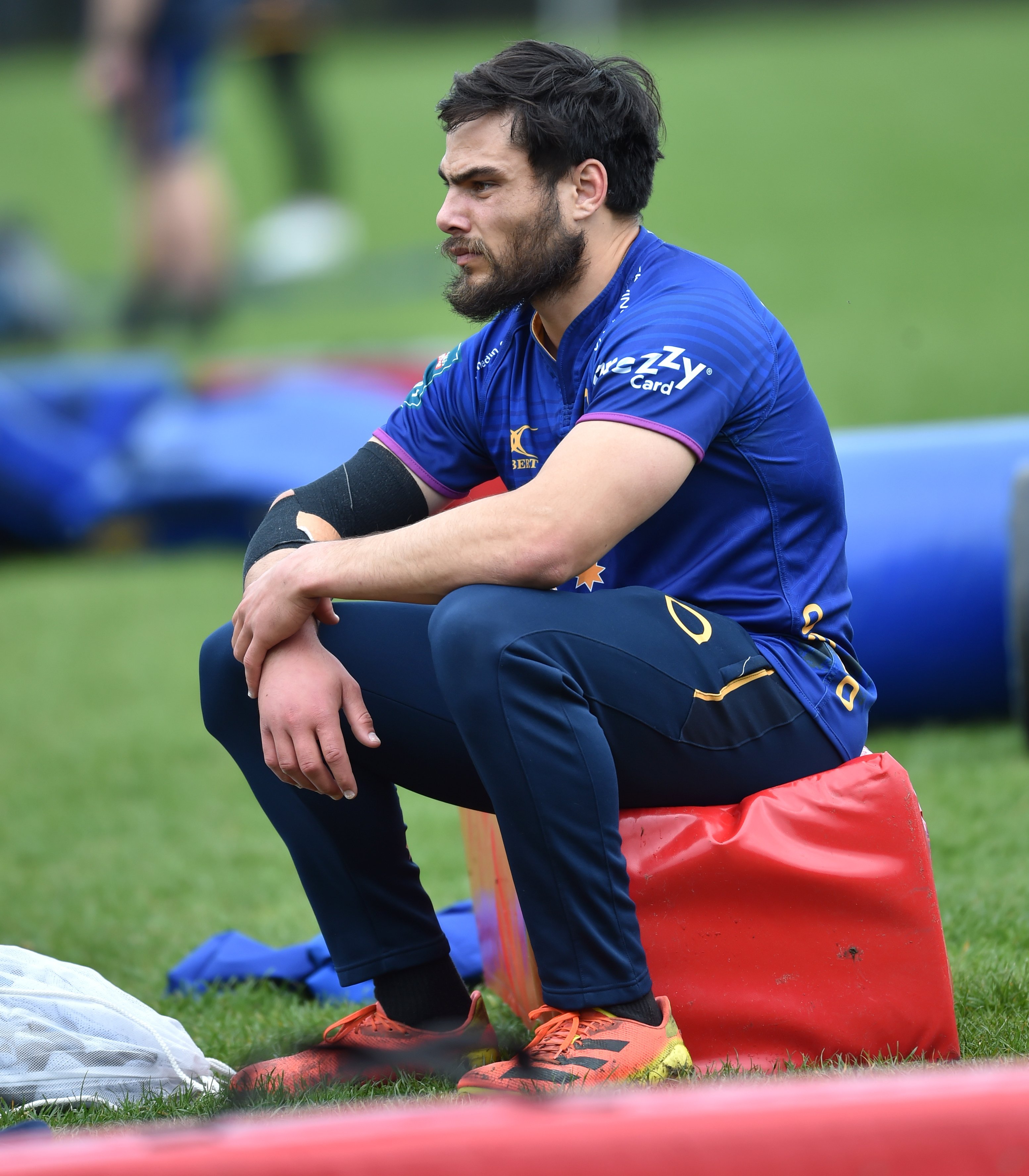 Josh Timu during the Otago Rugby team training at Logan Park this week. Photo: Peter McIntosh