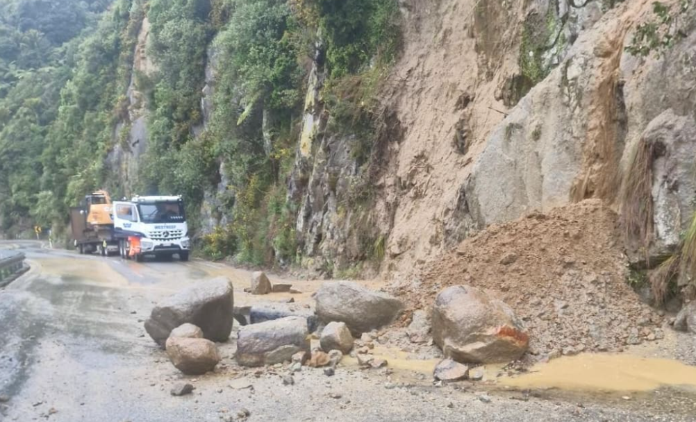 Slips blocked some roads in the Grey District. Photo: Grey District Council