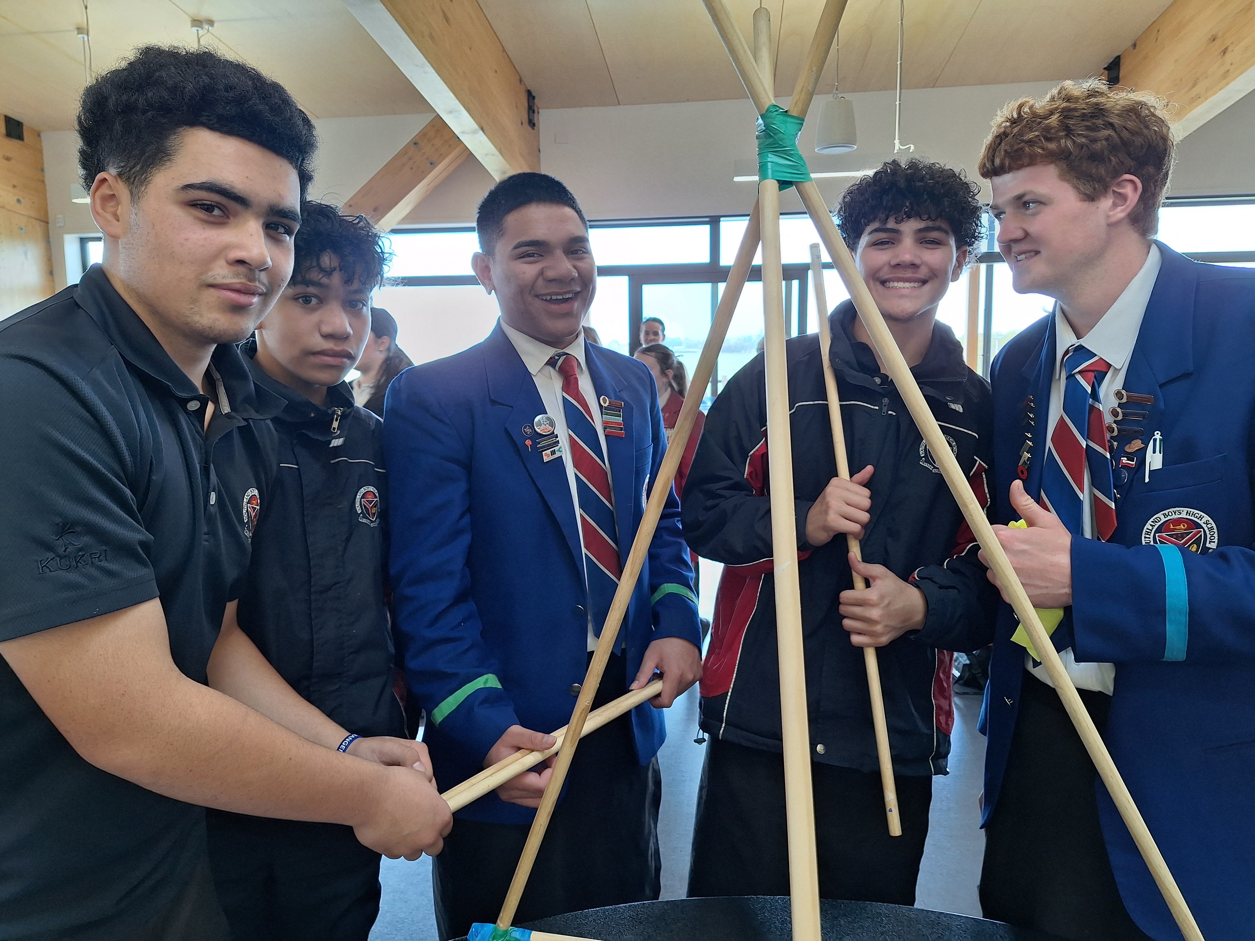 Southland Boys' High School students (from left) Kitione Tuapati, 15, Tehaerenga Bostock-Turnbull...