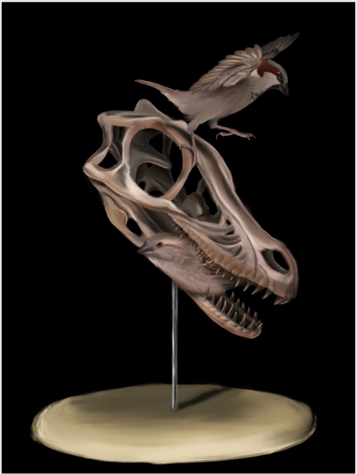 This digital art image, entitled Three Theropods, by Columba College student Finch Harris, will...