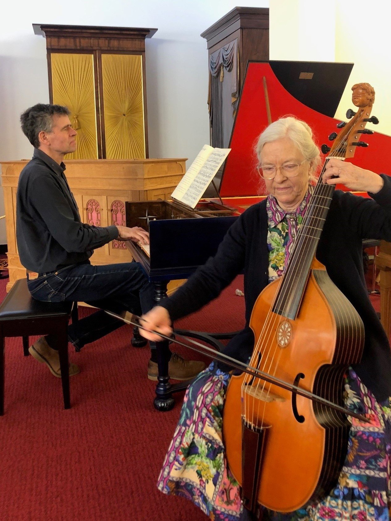 Auckland-based viol specialist Polly Sussex (right) and versatile Dunedin musician David Burchell...