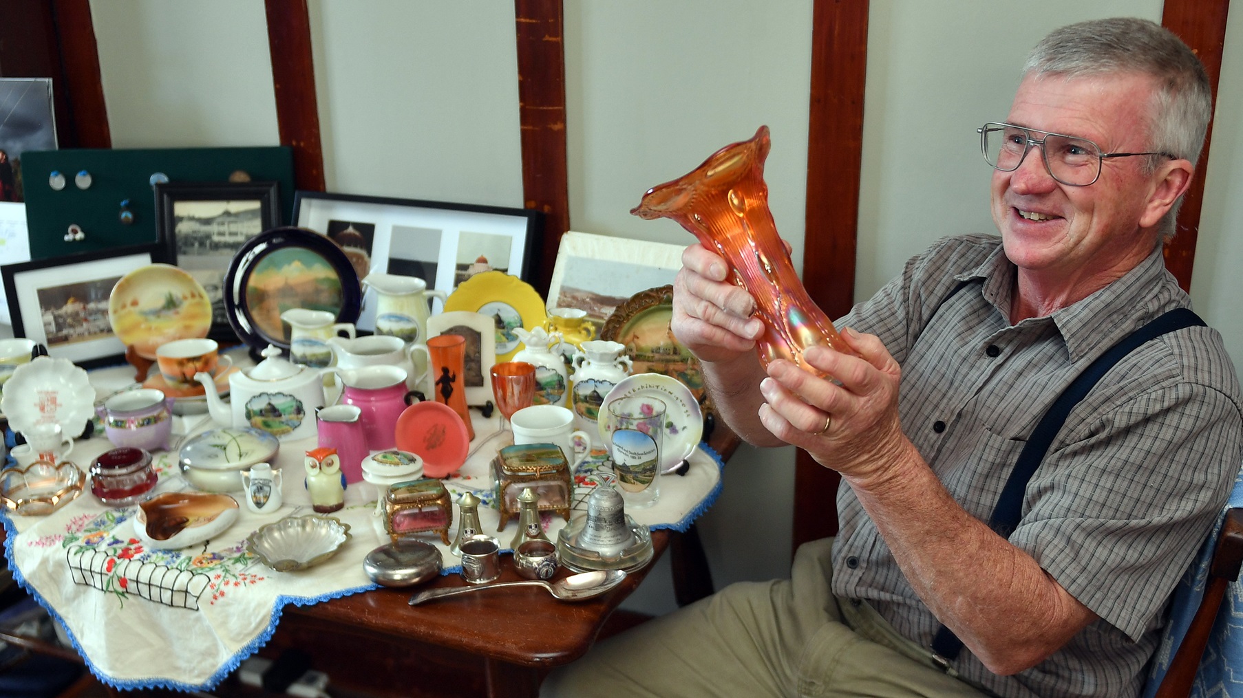 Steven Homes holds the most treasured part of his Great Exhibition collection. Photo: Stephen...