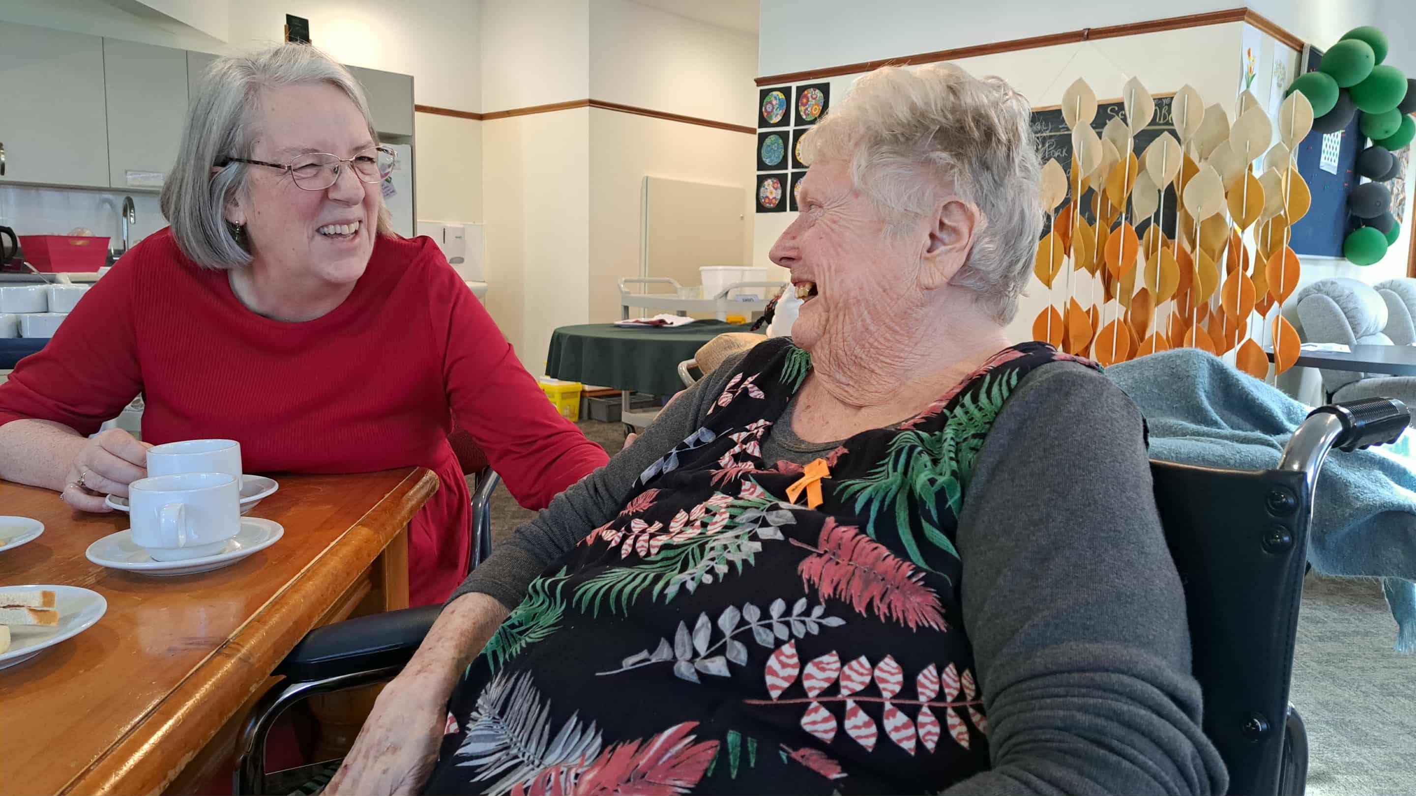 Presbyterian Support South Canterbury Enliven spokeswoman Carolyn Cooper (left) catches up with...