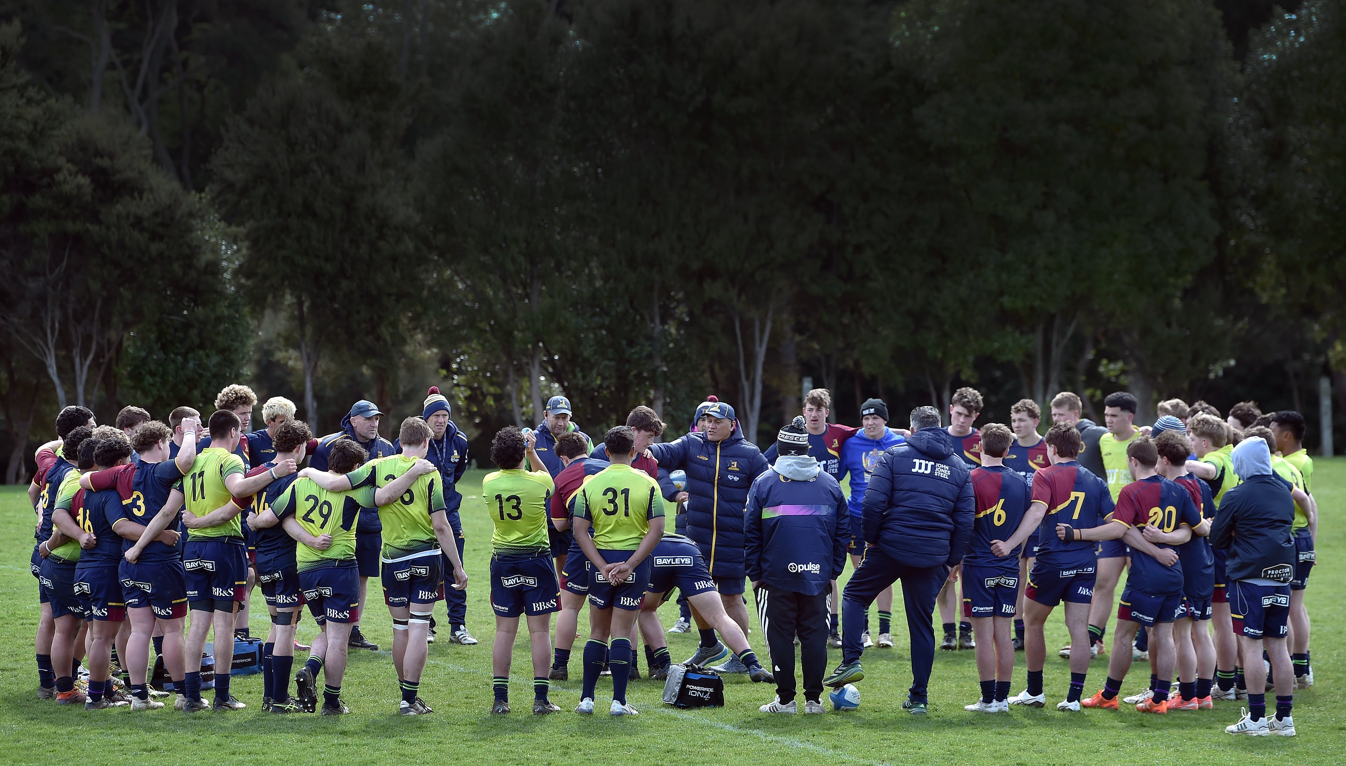 New assistant coach David Kidwell addresses the young players at the Highlanders schools camp at...