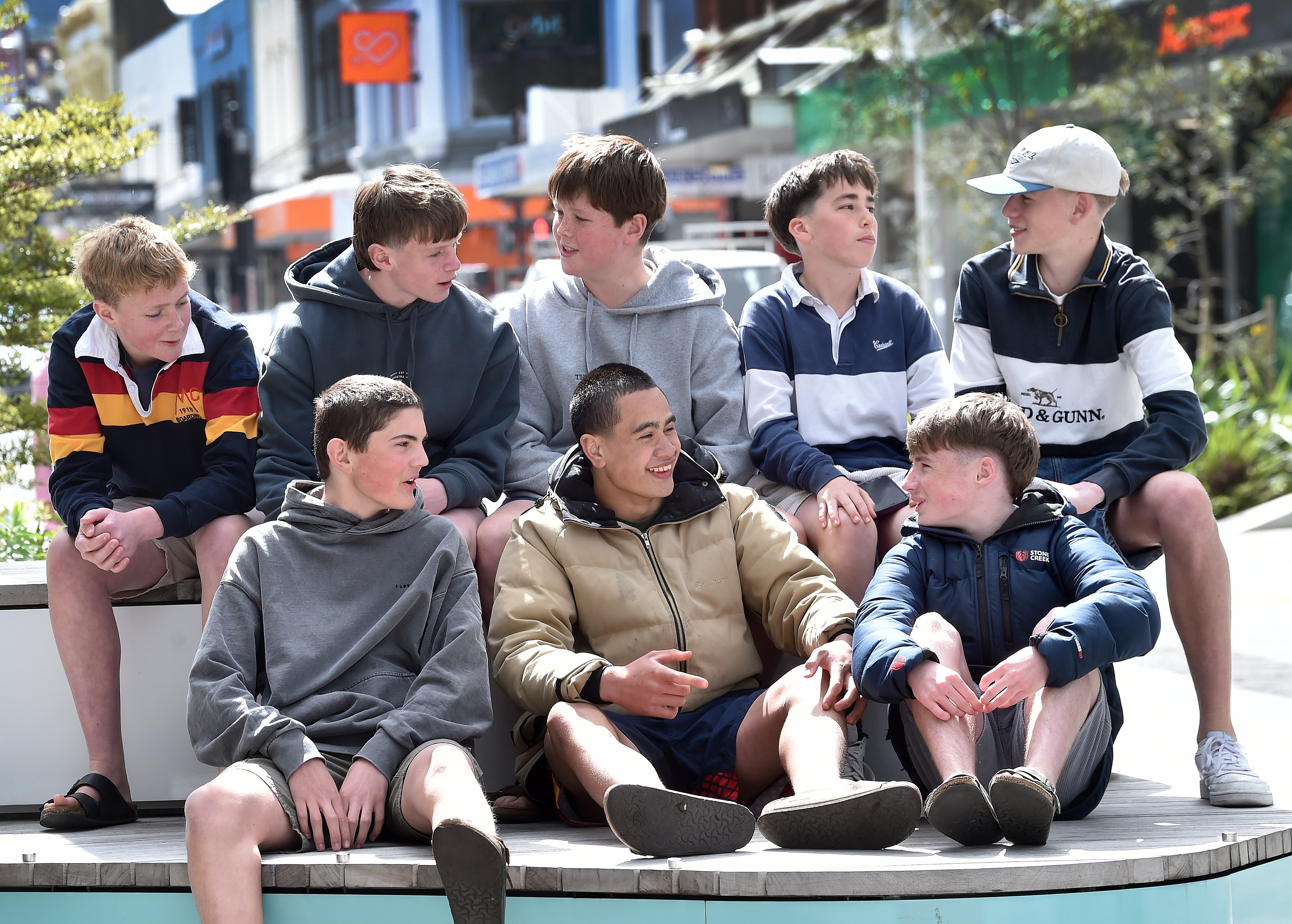 Otago Boys' High School and John McGlashan College year 9 students (back from left) Max McLean,...