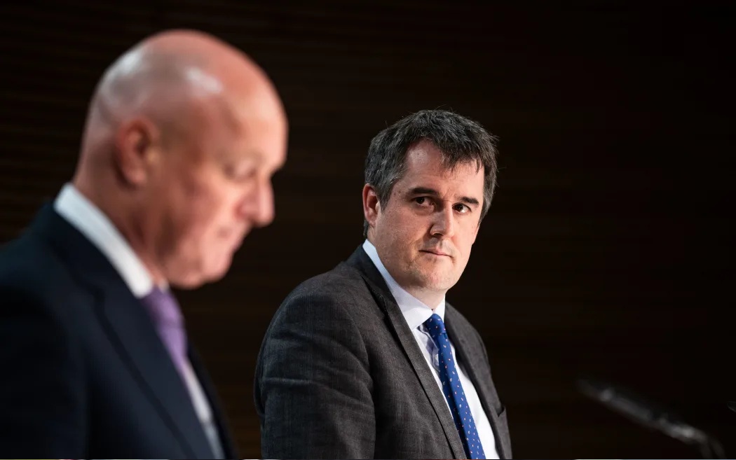 Chris Bishop (R) says Christopher Luxon (L) is doing a "wonderful job" as prime minister. Photo:...