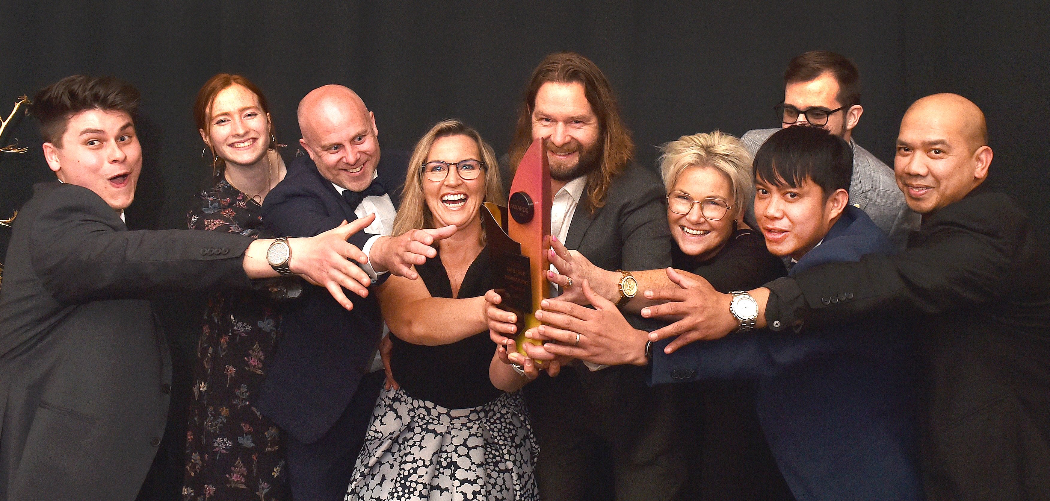 Delighted to get their hands on the excellence in manufacturing award at The Grand Business South...