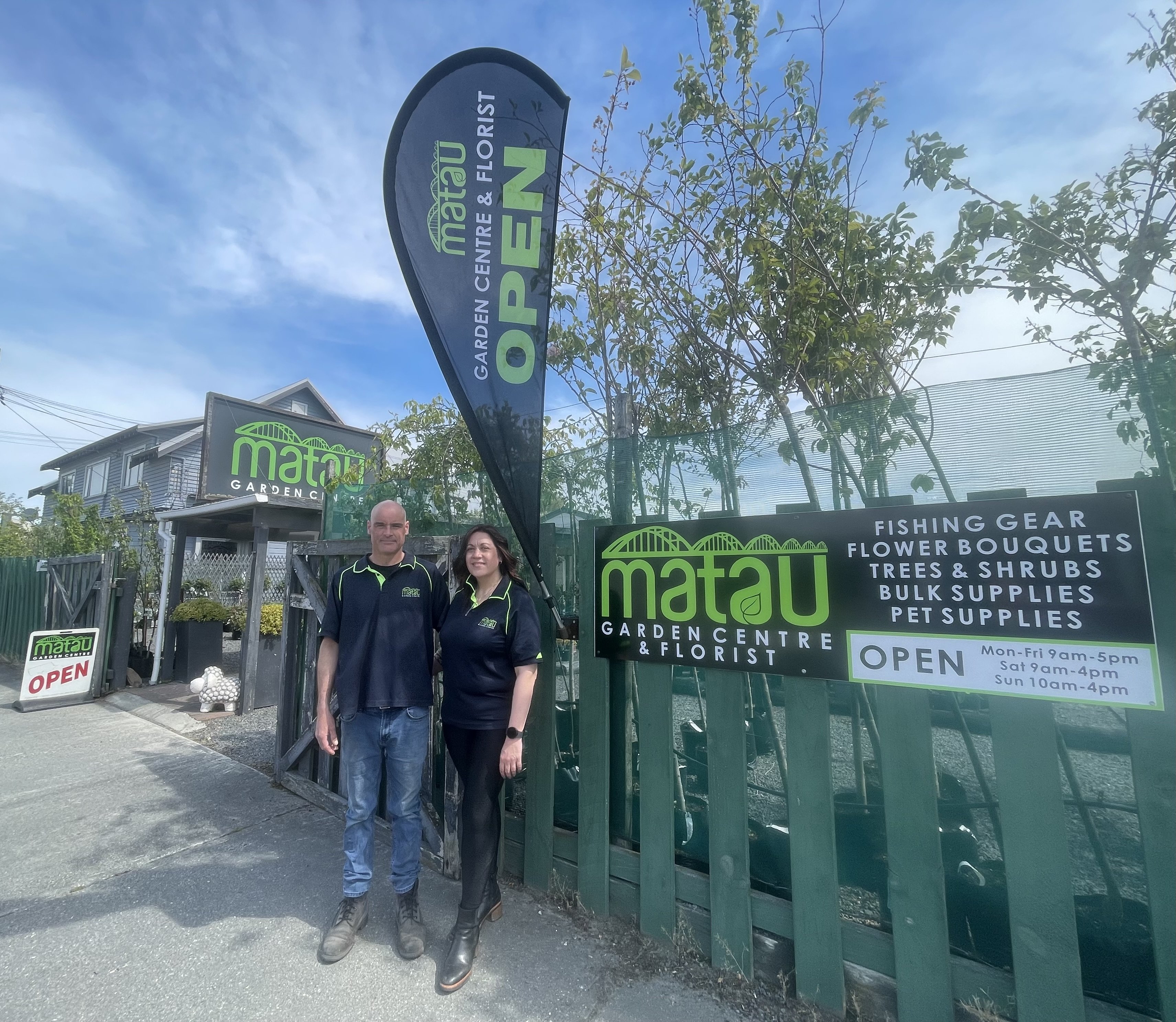 Cory Loper and Ari Nixon celebrate their first year in business at Matau Garden Centre & Florist....