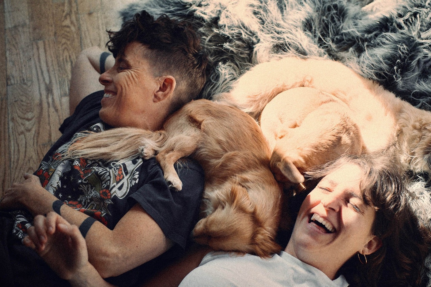 Megan Falley, right, says being able to watch footage of her late wife Andrea Gibson is a...