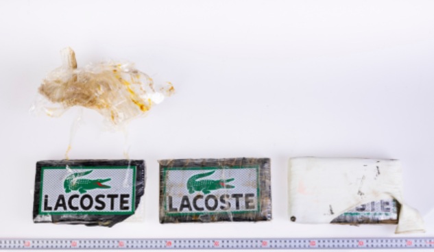 Customs officers extracted 35 bricks of Lacoste-branded cocaine from the container. Photo: NZ...