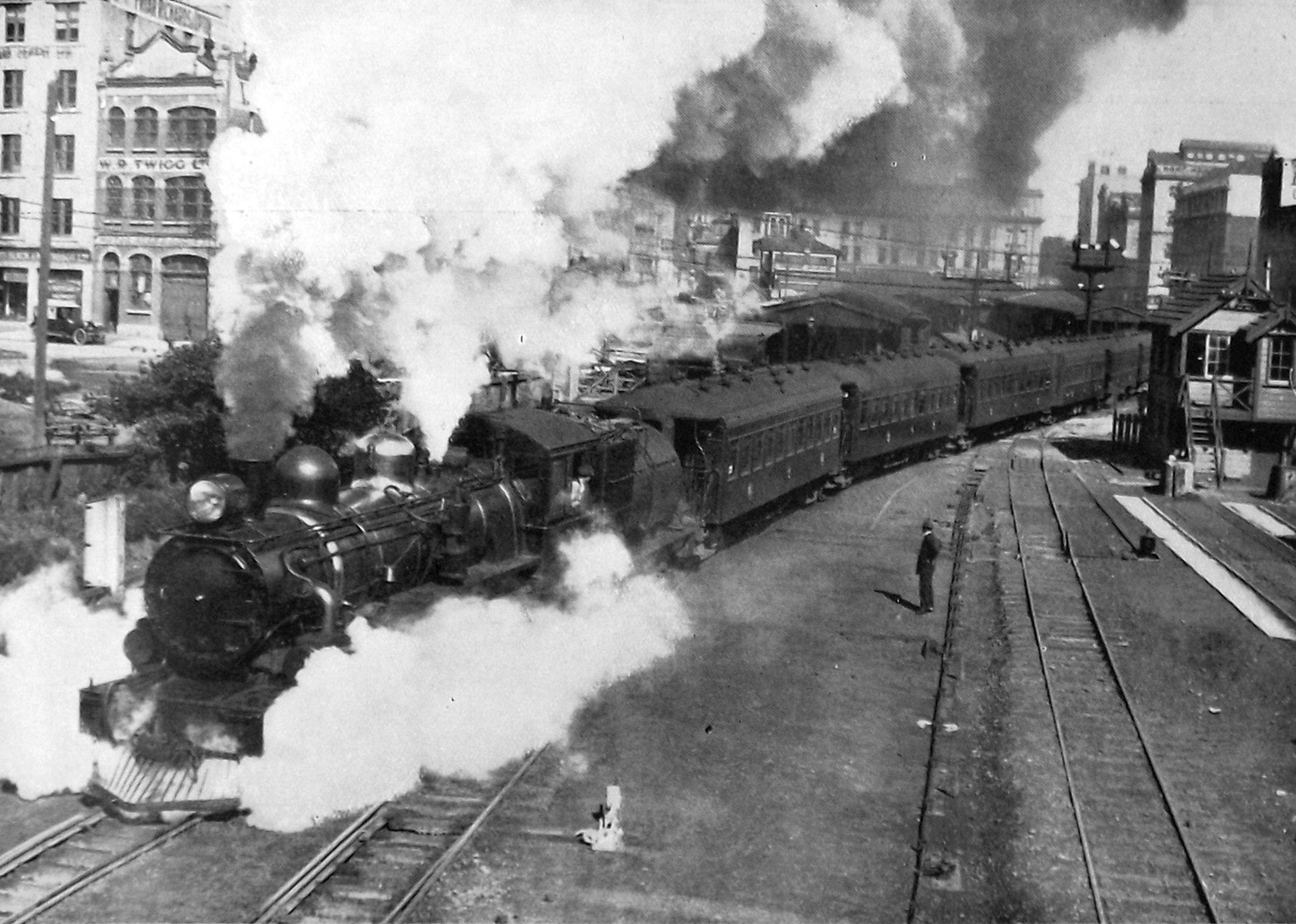 A steam locomotive hauls the inaugural Daylight Limited express train for Wellington out of...