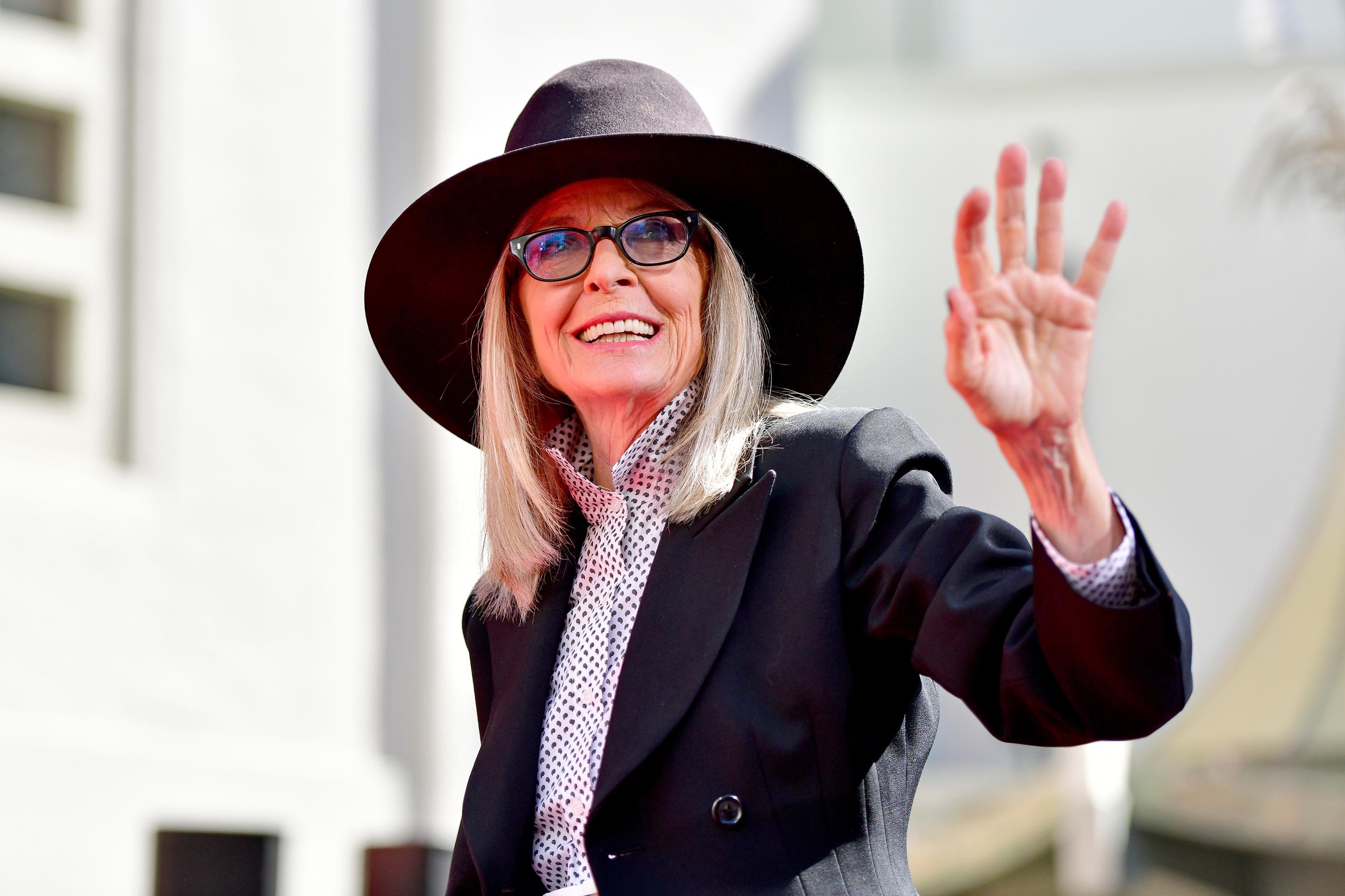Diane Keaton at her handprint and footprint ceremony at TCL Chinese Theatre. PHOTO: GETTY IMAGES