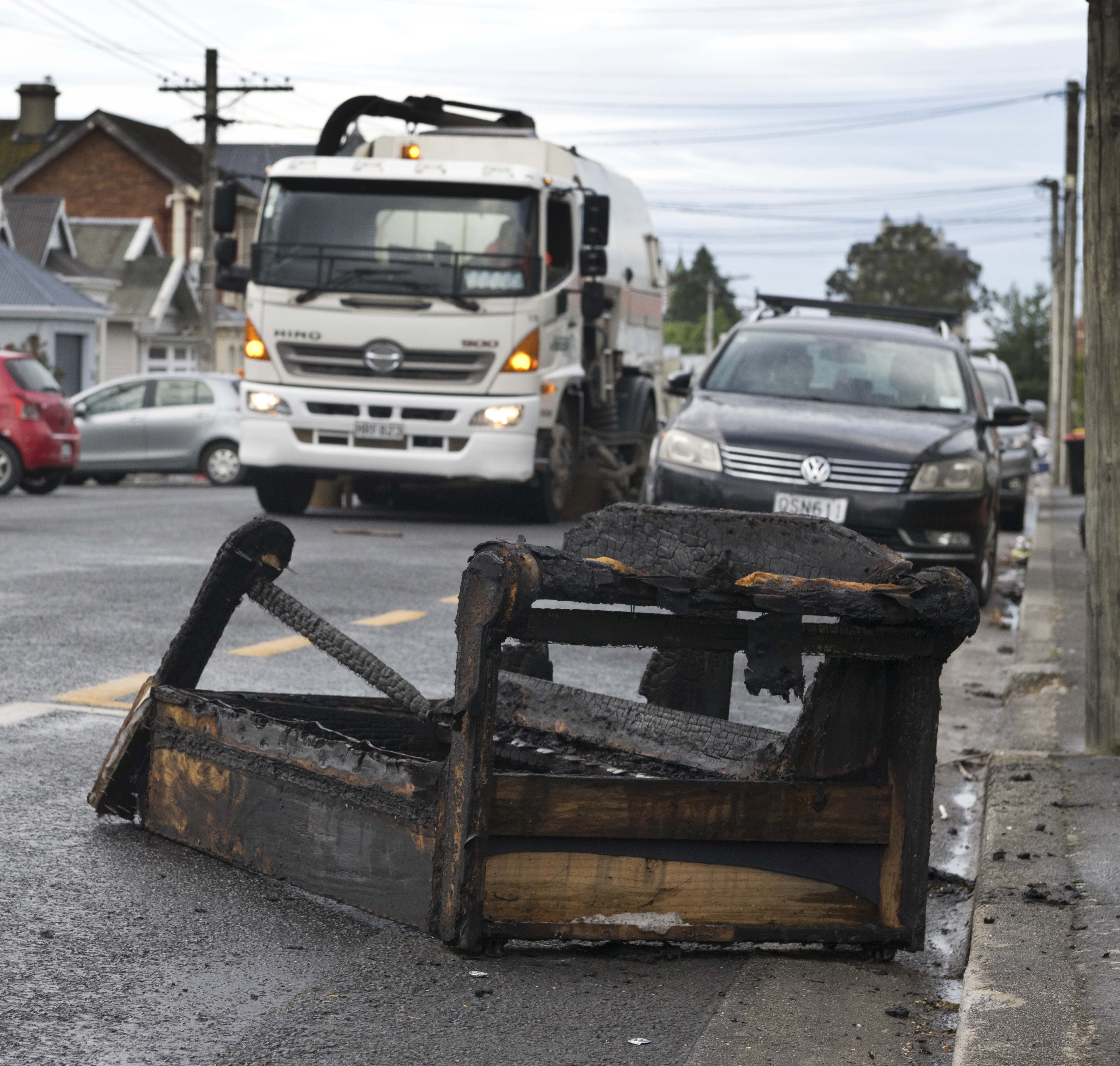 A couch set ablaze on Castle St on Wednesday night was nothing more than a burnt-out shell...
