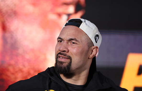 Joseph Parker during a weigh-in at Spitalfields Market, London before his fight with Fabio...