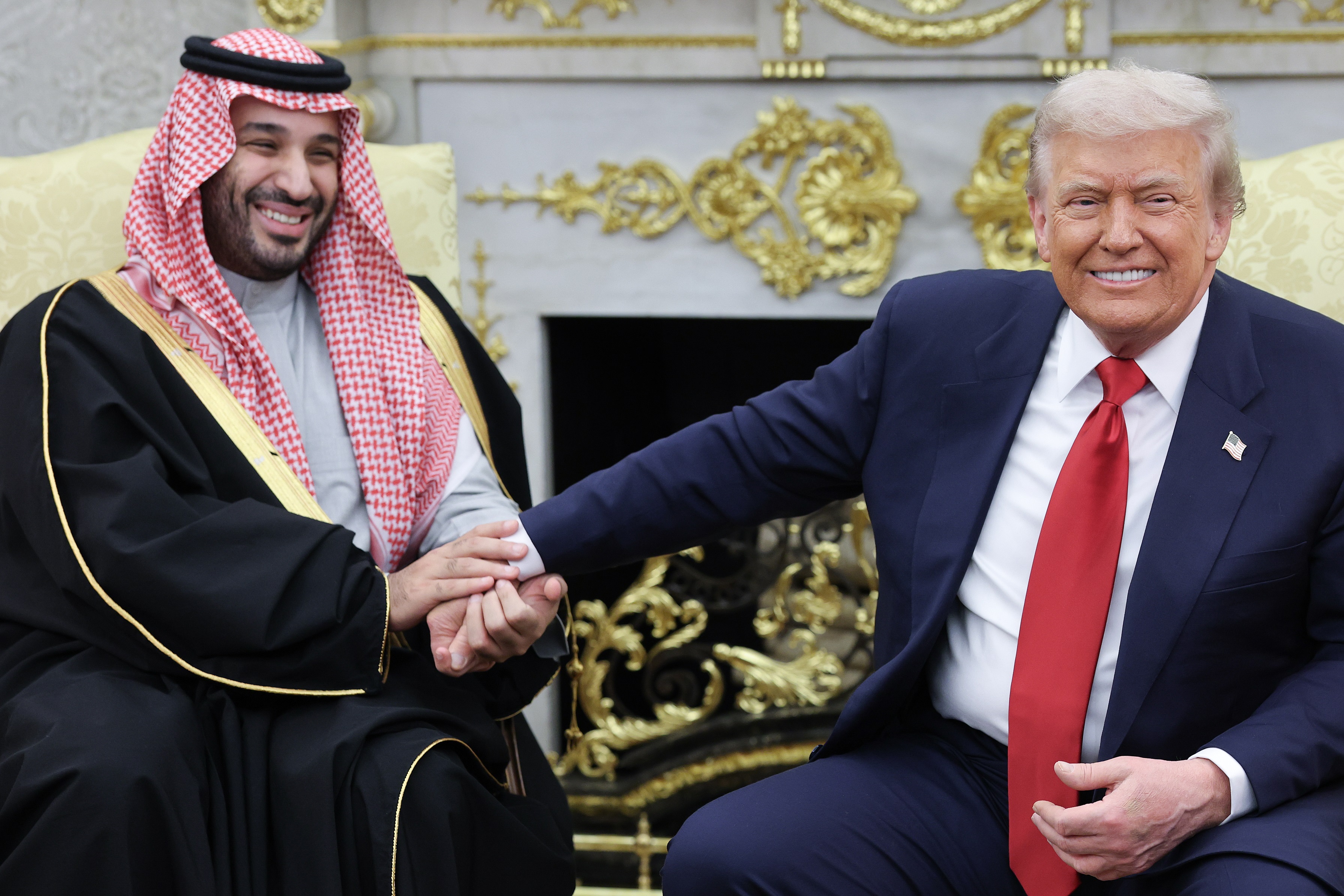 Donald Trump during a meeting with Crown Prince and Prime Minister Mohammed bin Salman of Saudi...