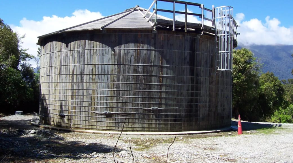 The new timber tank on Zeilian Hill. Photo: Supplied / Paul Elwell-Sutton