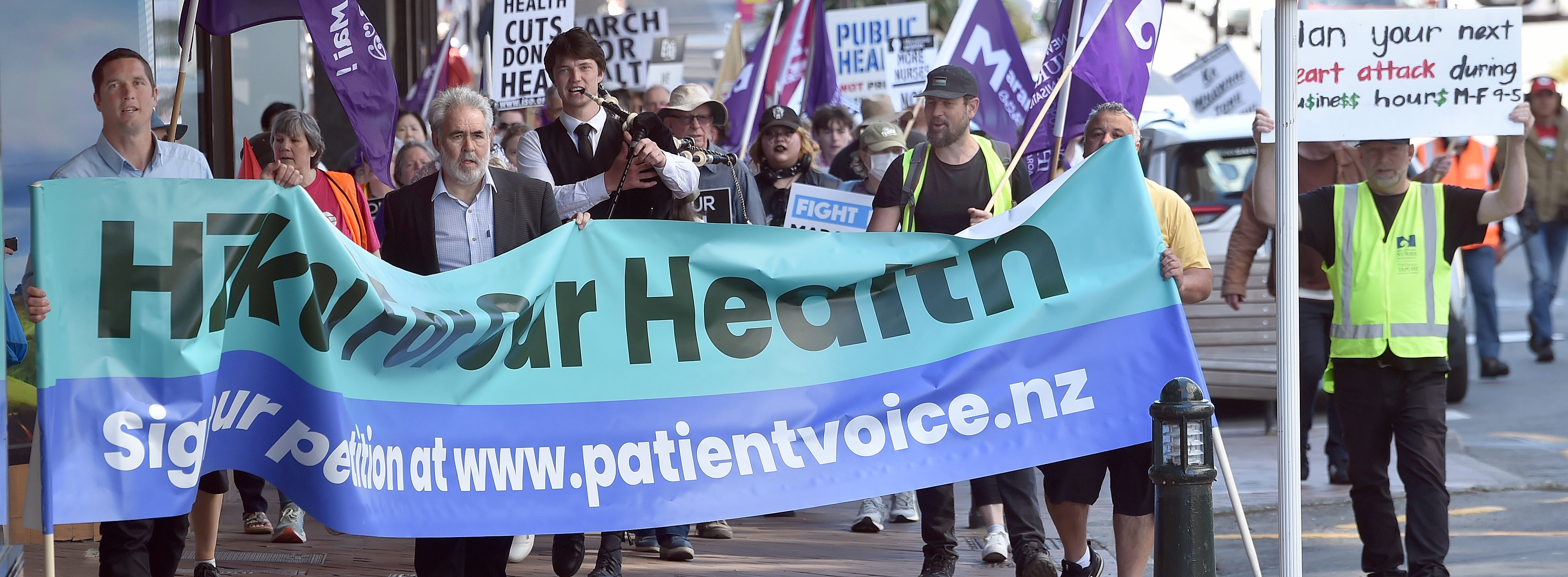 The Hīkoi for Our Health rally in the Octagon yesterday.