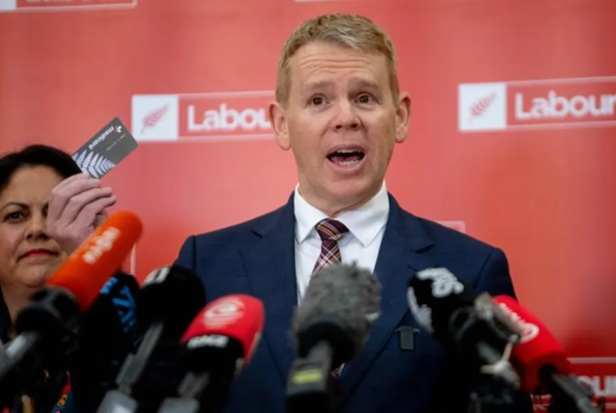 Chris Hipkins confirming Labour's Capital Gains Tax plans. Photo: RNZ 