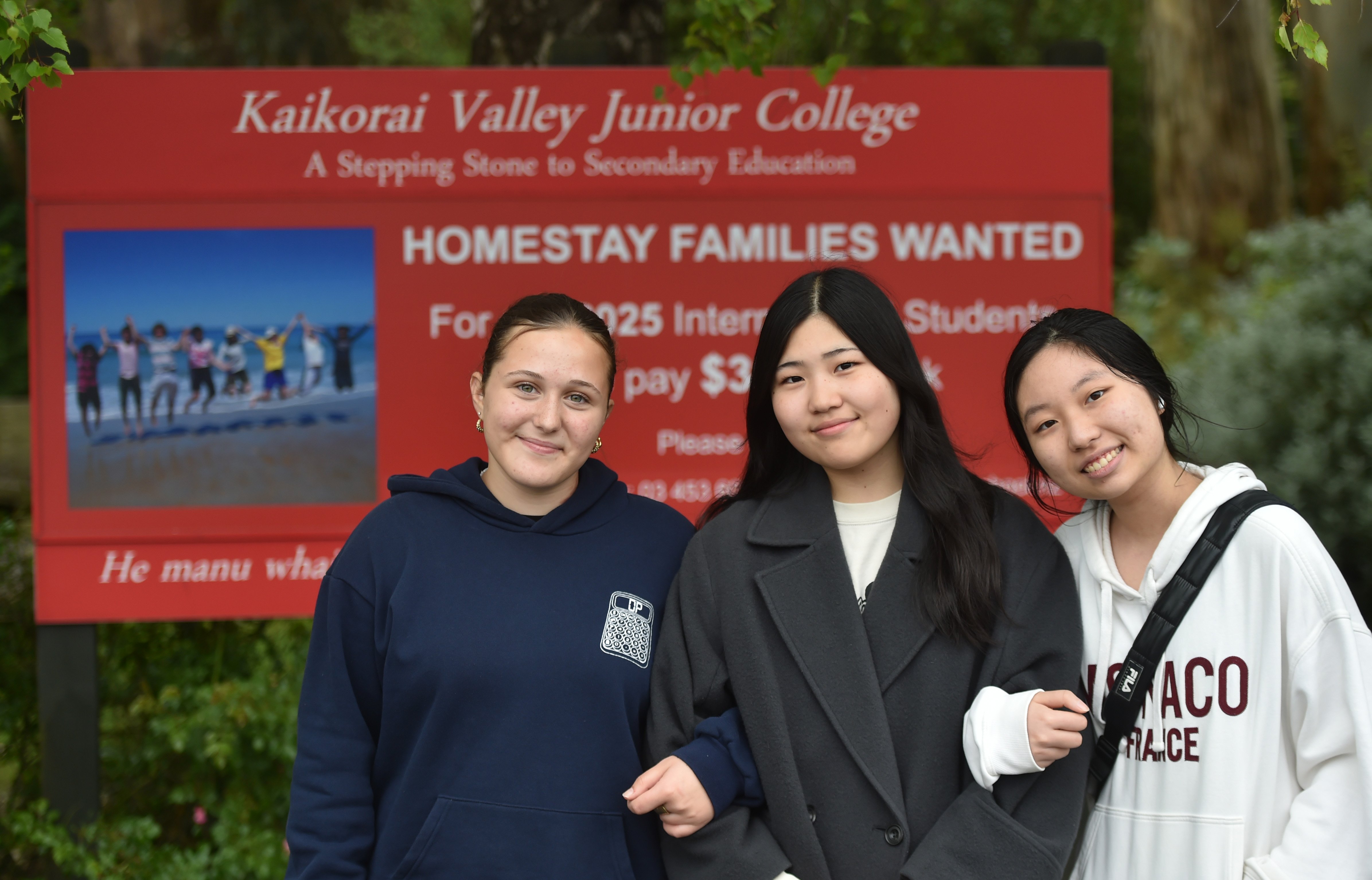 Kaikorai Valley College international students (from left) Viola Dercole,16, of Italy, Mizuki...