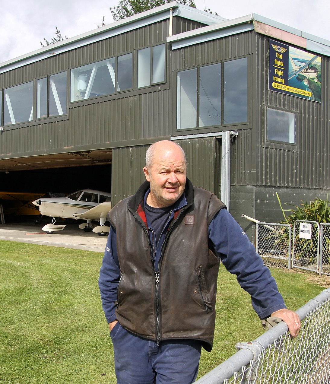 Club president Israel Win at Balclutha Aerodrome before the club’s 90th birthday on Sunday. Photo...