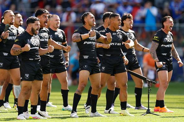The Kiwis perform their haka before the Pacific Championships Final against Samoa in Sydney...