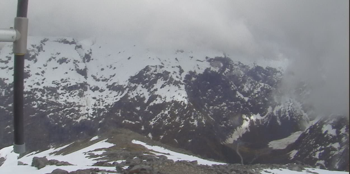 Heavy snow is still evident on mountains in the Milford Road area. PHOTO: MILFORD ROAD ALLIANCE