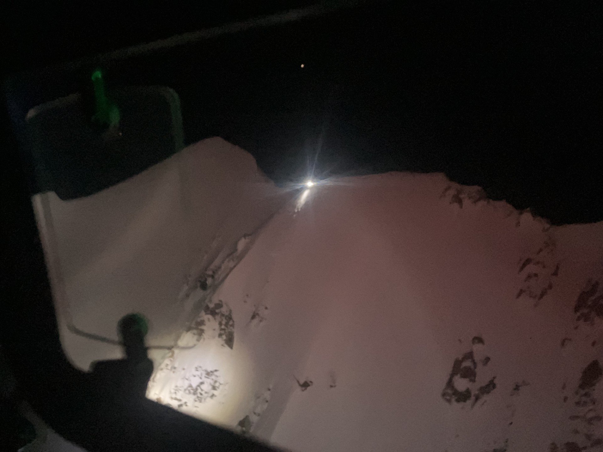 The head torches of the stranded climbers helped to guide the Helicopters Otago rescue team to...