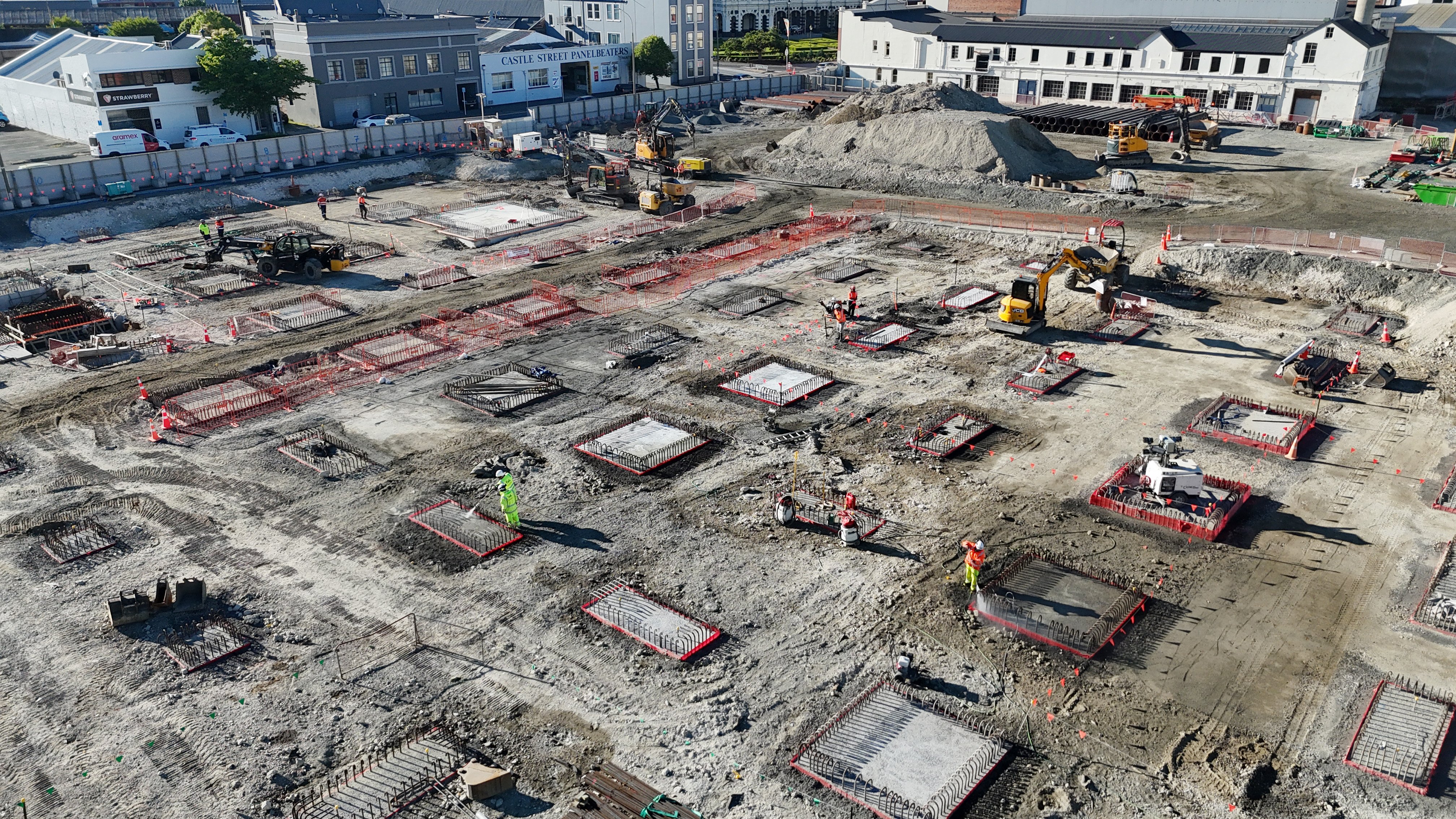 Pile caps have been installed for the inpatient building at the new Dunedin hospital. PHOTO: HNZ

