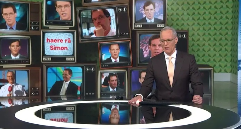 Simon Dallow during his final newsreading shift at TVNZ. Photo: Screenshot