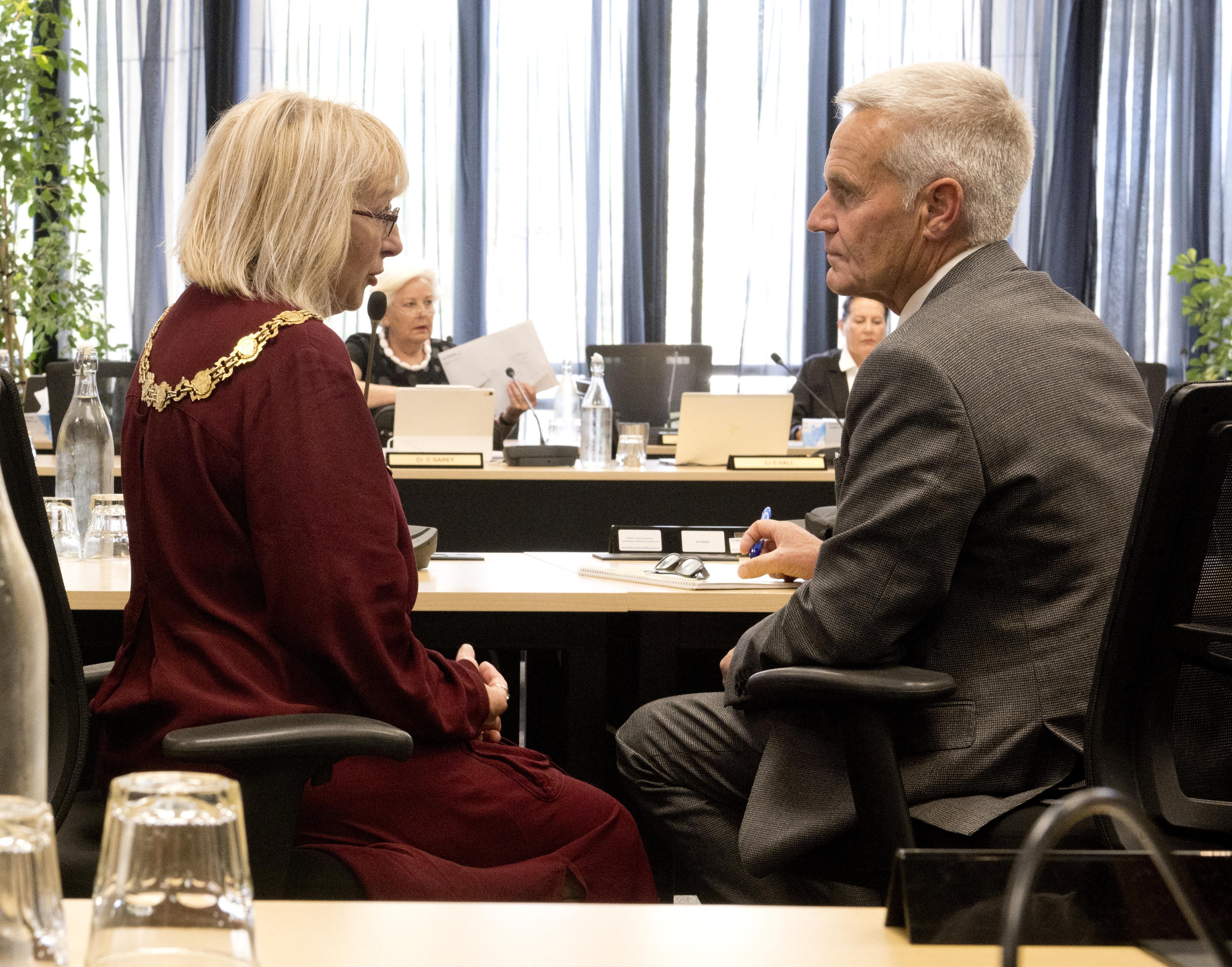 Dunedin Mayor Sophie Barker and Cr Andrew Simms discuss the economic development portfolio before...
