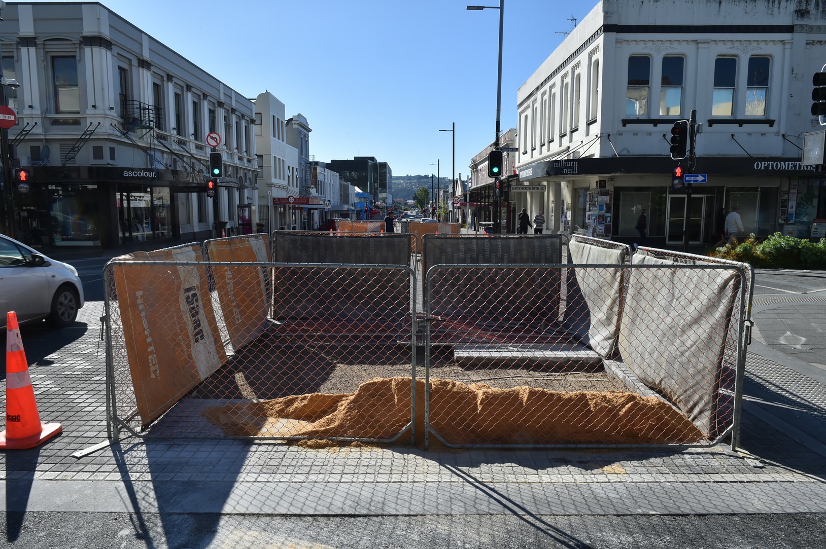 Following a recent upgrade, pavers in St Andrew St in central Dunedin, at the intersection with...