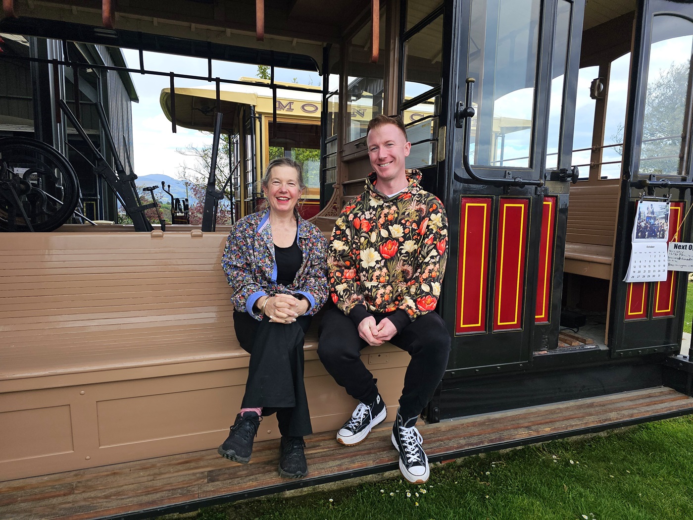 Sharing a passion for rail history are Dunedin Heritage Light Rail Trust chairwoman Gina Browne ...