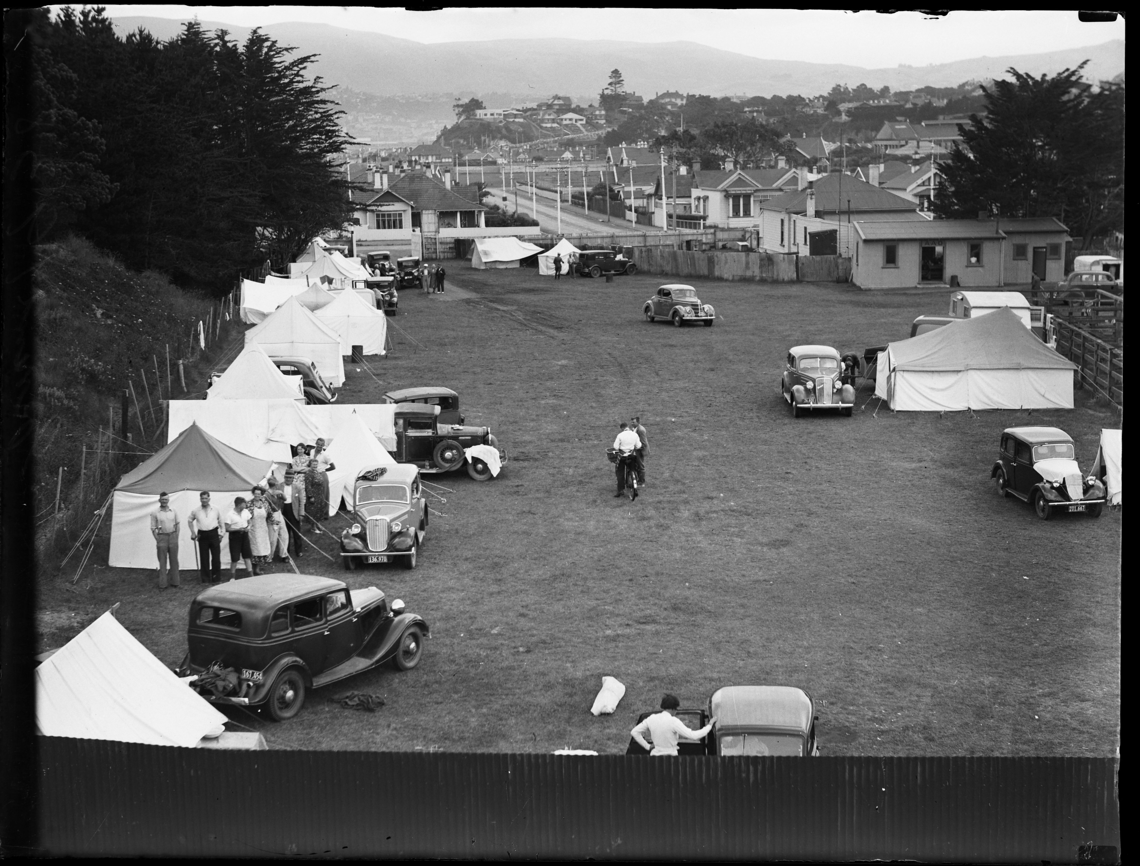 Campers in Tahuna Motor Camp in 1938. PHOTO: ODT FILES