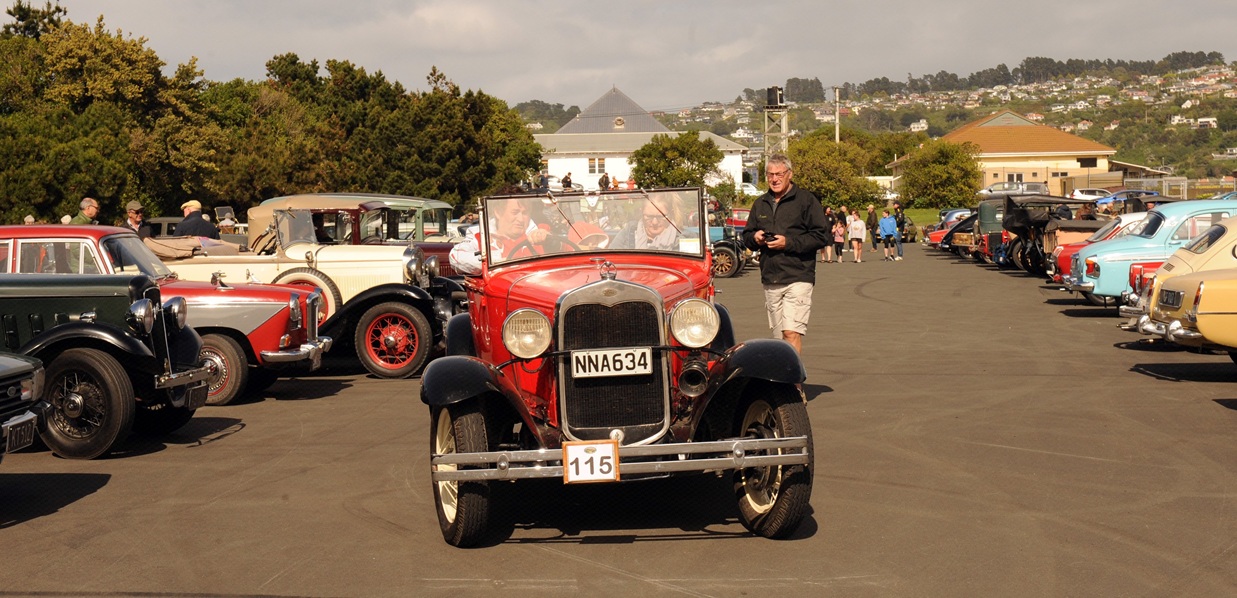 Cars line up before the start of the Vintage Car Club's Taieri Tour in 2022. The 53rd running of...