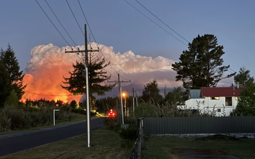 View of the fire from Pipers Lodge, Waimarino National Park on Saturday. Photo: Supplied/David...